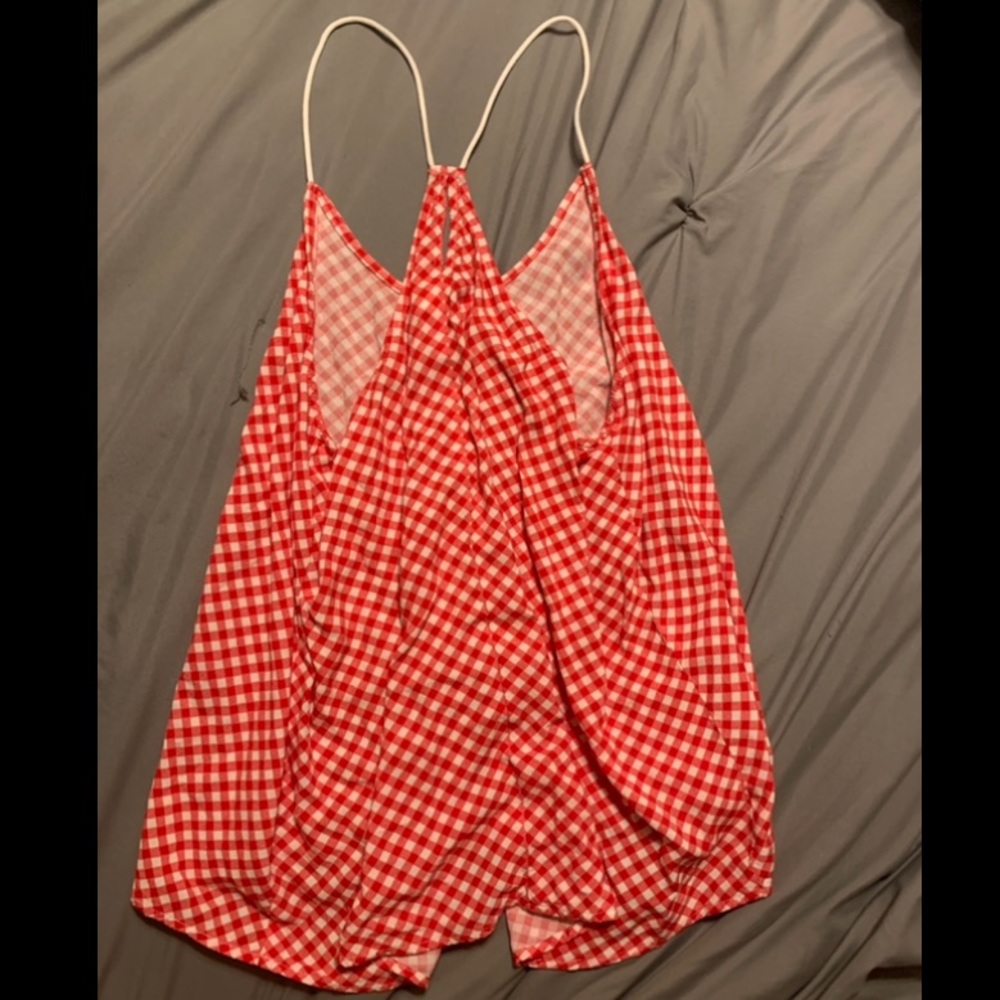 Red and White Plaid Tank Top